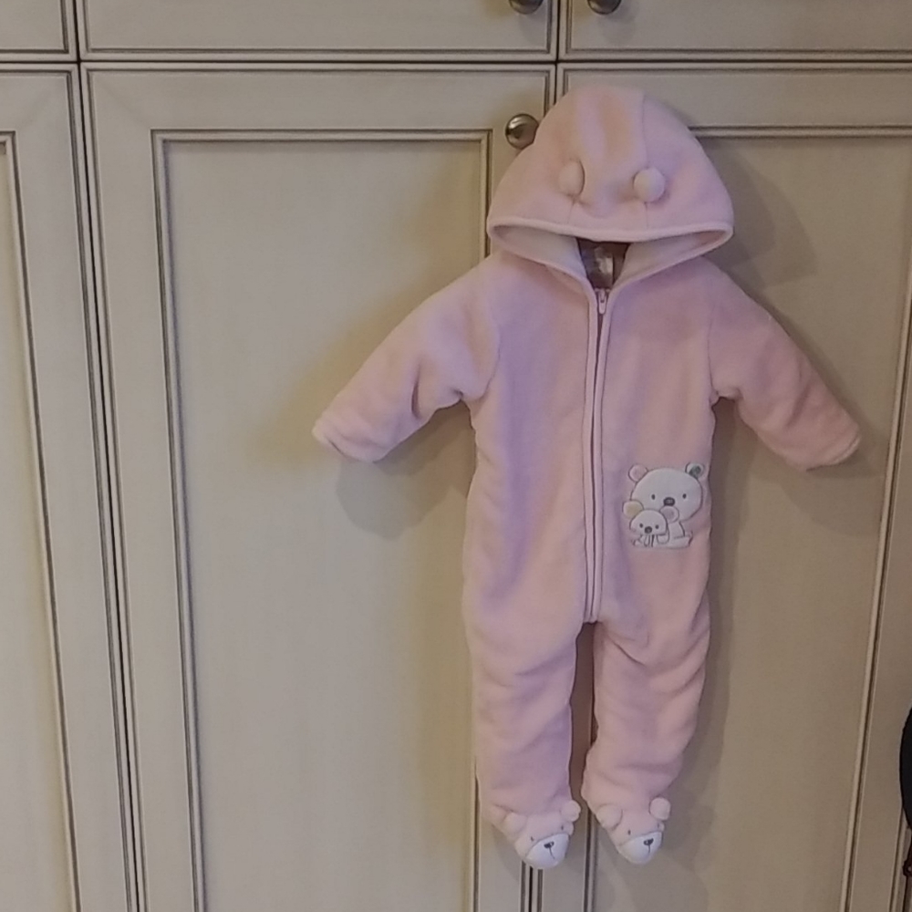 Absorba Pink Thick Plush Baby Sleeper Size 6-9 M